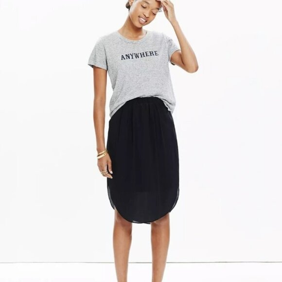 Madewell Black 100% Silk Mid-length Straight Island Skirt Elastic Waist XS - Picture 9 of 10